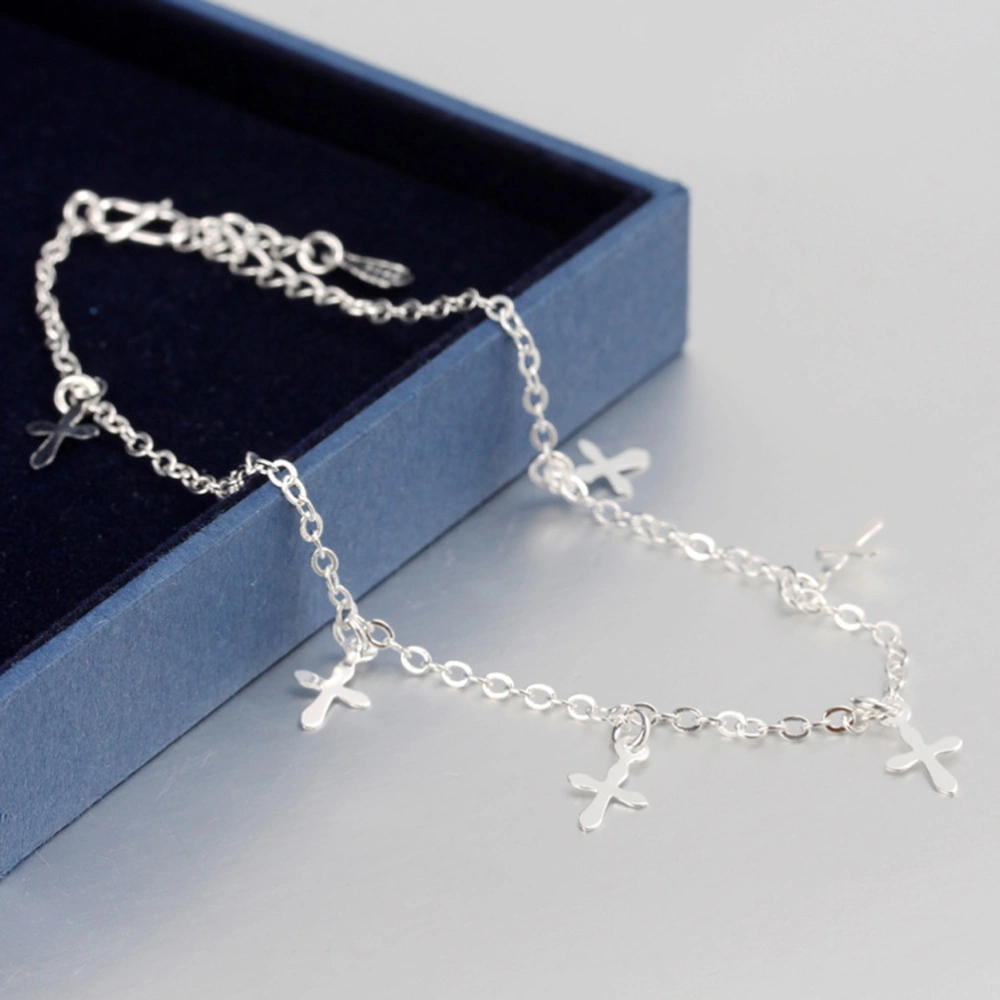 Vintage Silver Christian Cross Chain Ankle Bracelet Anklet Foot Jewelry for Women Girls