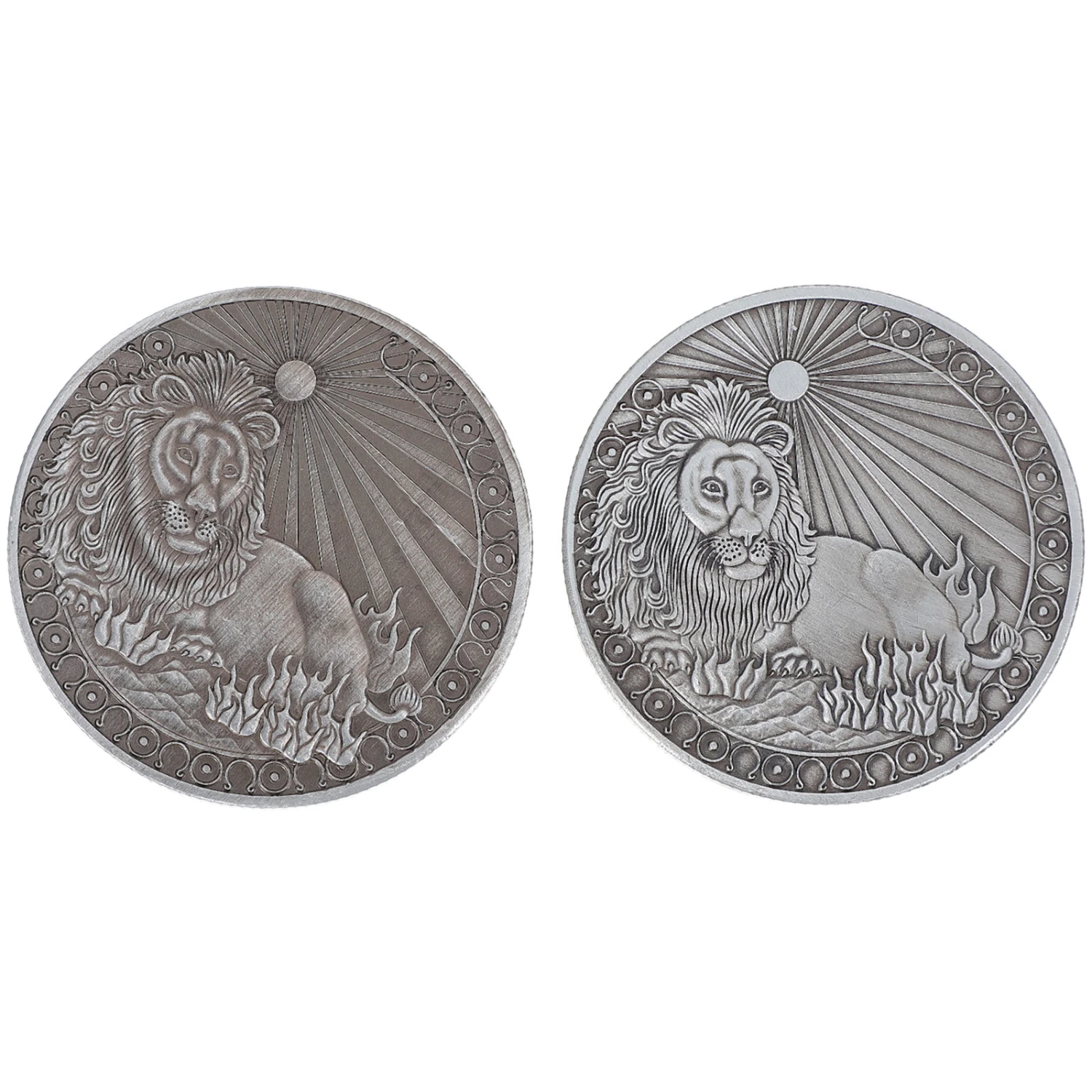 2Pcs Alloy Commemorative Coins Leo Design Collection Coins Metal Souvenir Coins