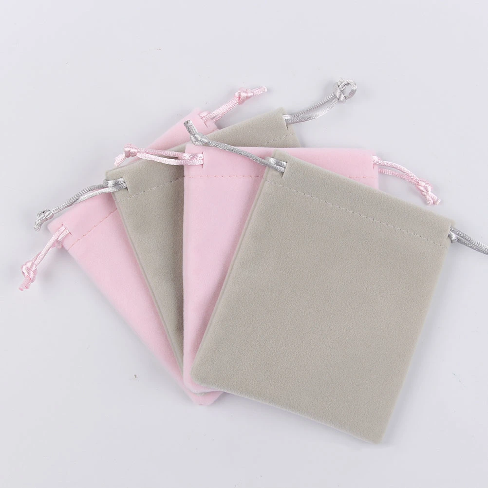6pcs Pink Luxury Flannel Bag Cosmetic Storage Pouches Drawstring Cloth Bags Gift Bags for Jewelry Gift