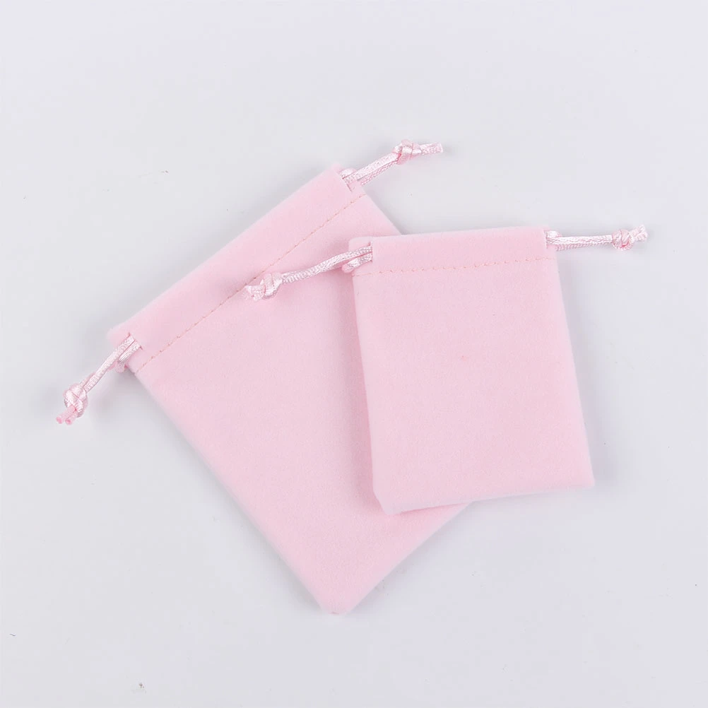 6pcs Pink Luxury Flannel Bag Cosmetic Storage Pouches Drawstring Cloth Bags Gift Bags for Jewelry Gift