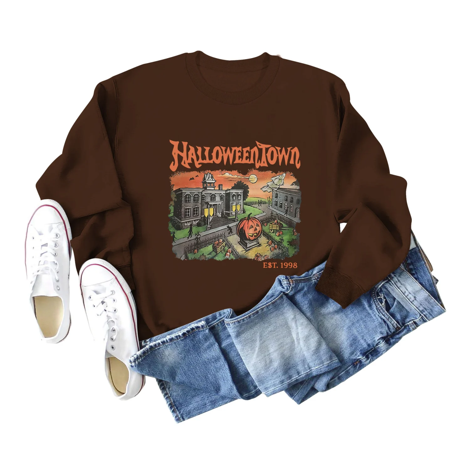 Halloweentown Fun Printing Women's Sweater