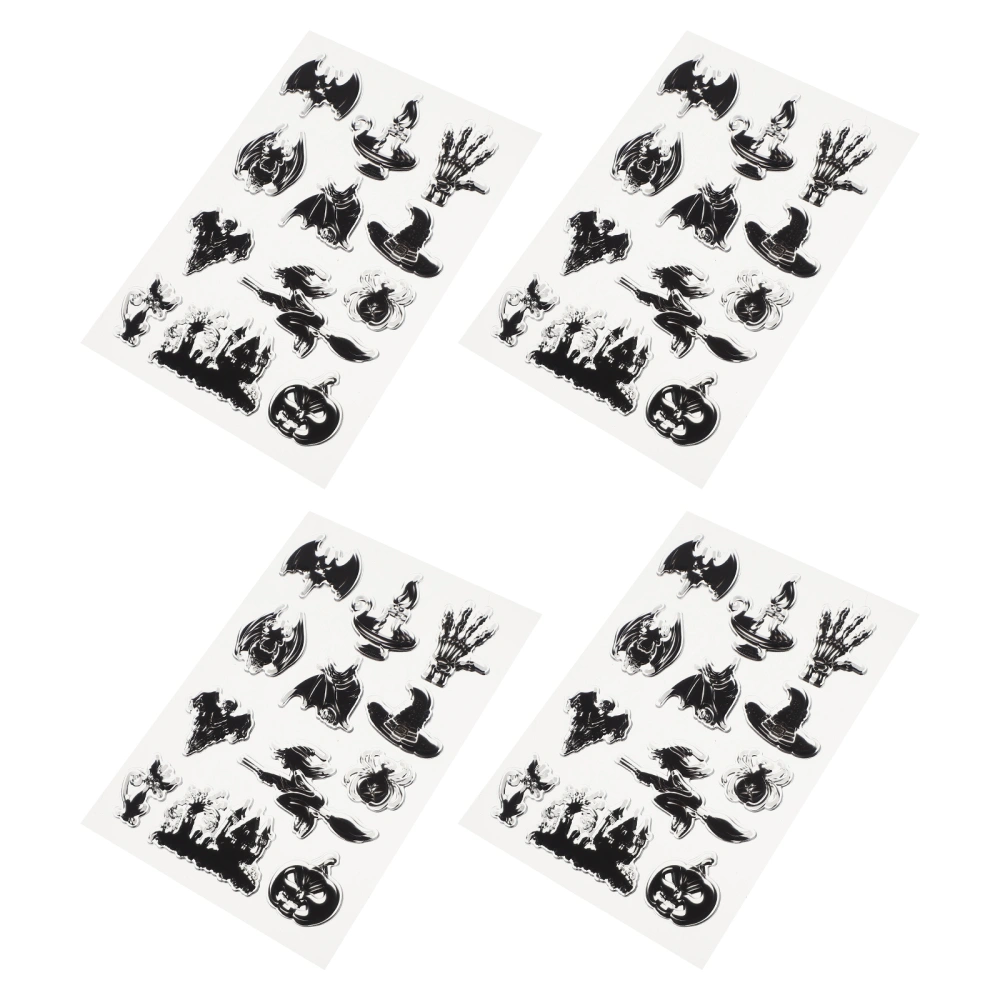 4Pcs Halloween DIY Stamps Decorative Delicate Stamps for Scrapbook Crafts