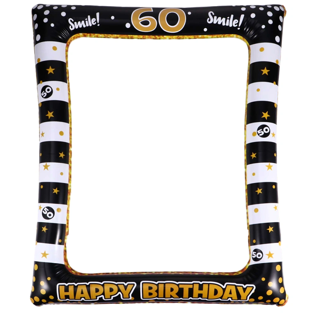 1pc Birthday Inflatable Photo Frame Festival Photo Props Party Supply for Age 60