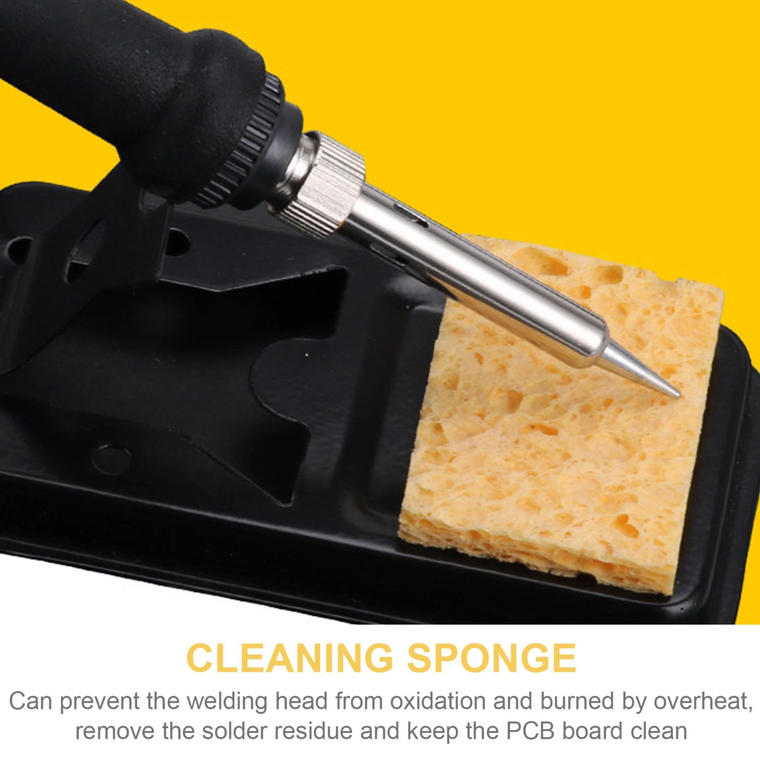 30pcs Professional Soldering Solder Welding Head Cleaning Sponge Remove Tin Cleaner (Yellow)