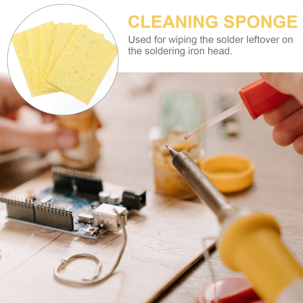 30pcs Professional Soldering Solder Welding Head Cleaning Sponge Remove Tin Cleaner (Yellow)