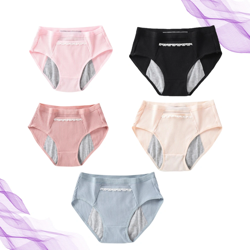 5PCS Cotton Physiological Underpants Leakproof Menstrual Underwear Period Panties Health Seamless Sanitary Briefs for Women - Size M