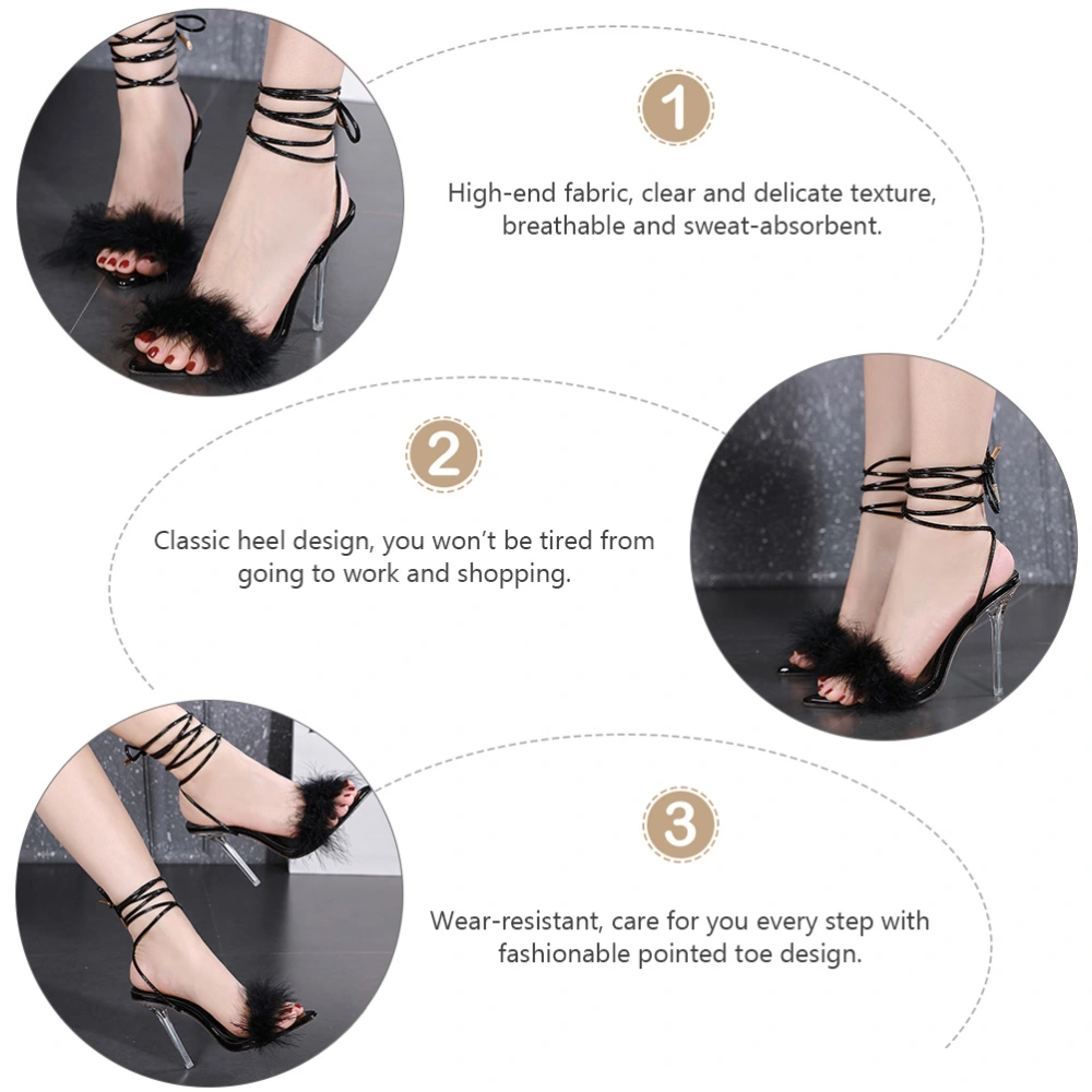 1 Pair of Hollowed High Heel Sandals Fashion Woman High Heels Summer Sandals