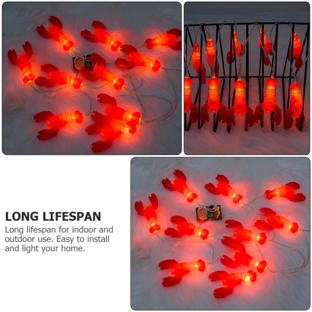 1Pc Decorative LED Lamp String Christmas String Light Lobster Shaped Light (Red)