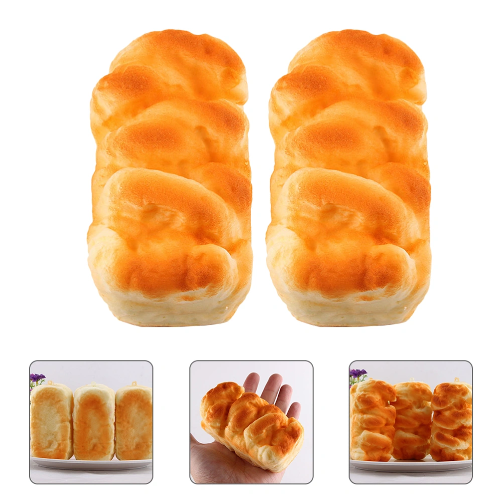 2pcs Simulation Bread Toy Squeeze Toy Fake Bread Prop Bread Food Model Ornament