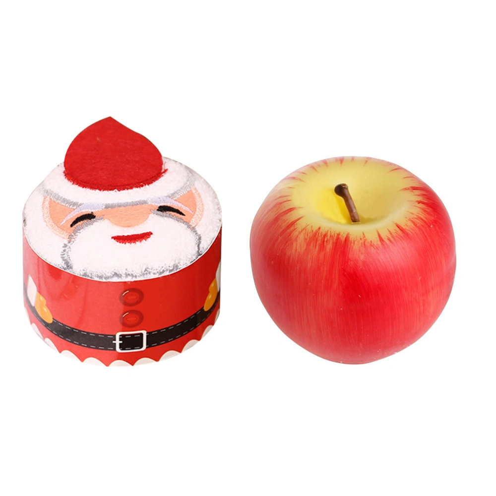 2pcs in 1 Set Christmas Candles and Folded Towels Set Cotton Washcloth Party Simulate Apple Shape Candle Desktop Decoration Candles Creative Gift Decor (Apple Candle and Santa Shape Towel)