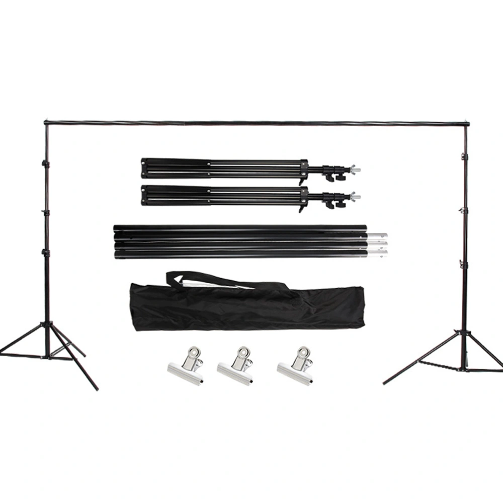 1 Set Photographic Background Frame Portable Photo Video Studio Backdrop Support Holder (2x3m 4pcs Crossbar + 2x3M White Background Cloth)