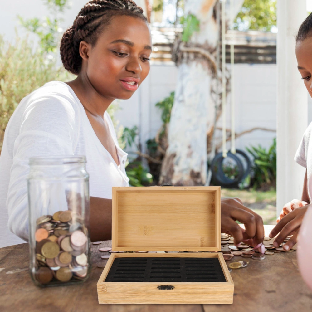 Wooden Coin Box Collective Coin Box Portable Coin Holder Collection Box