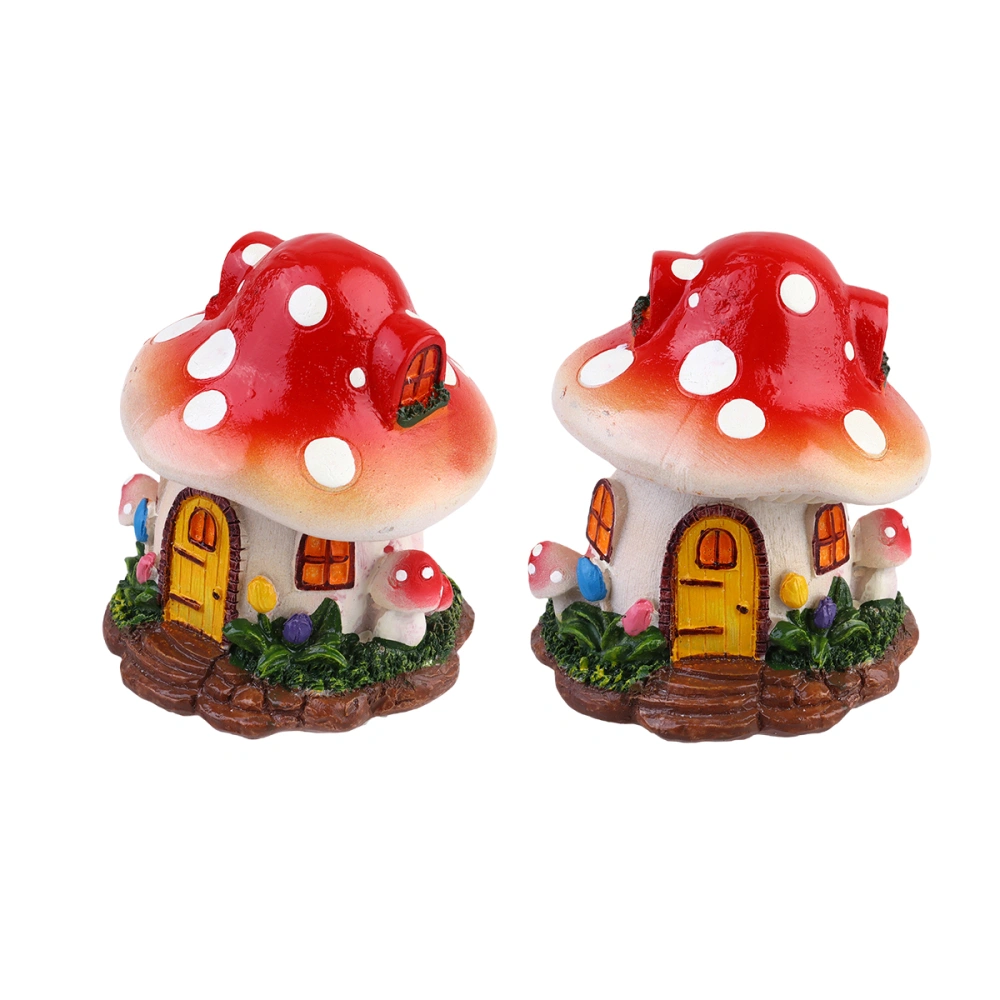 Creative Mushroom House Model Landscaping Ornaments Miniature Micro Landscape Bonsai Fairy Garden Landscape DIY Decor - Tulip Mushroom House(Red)