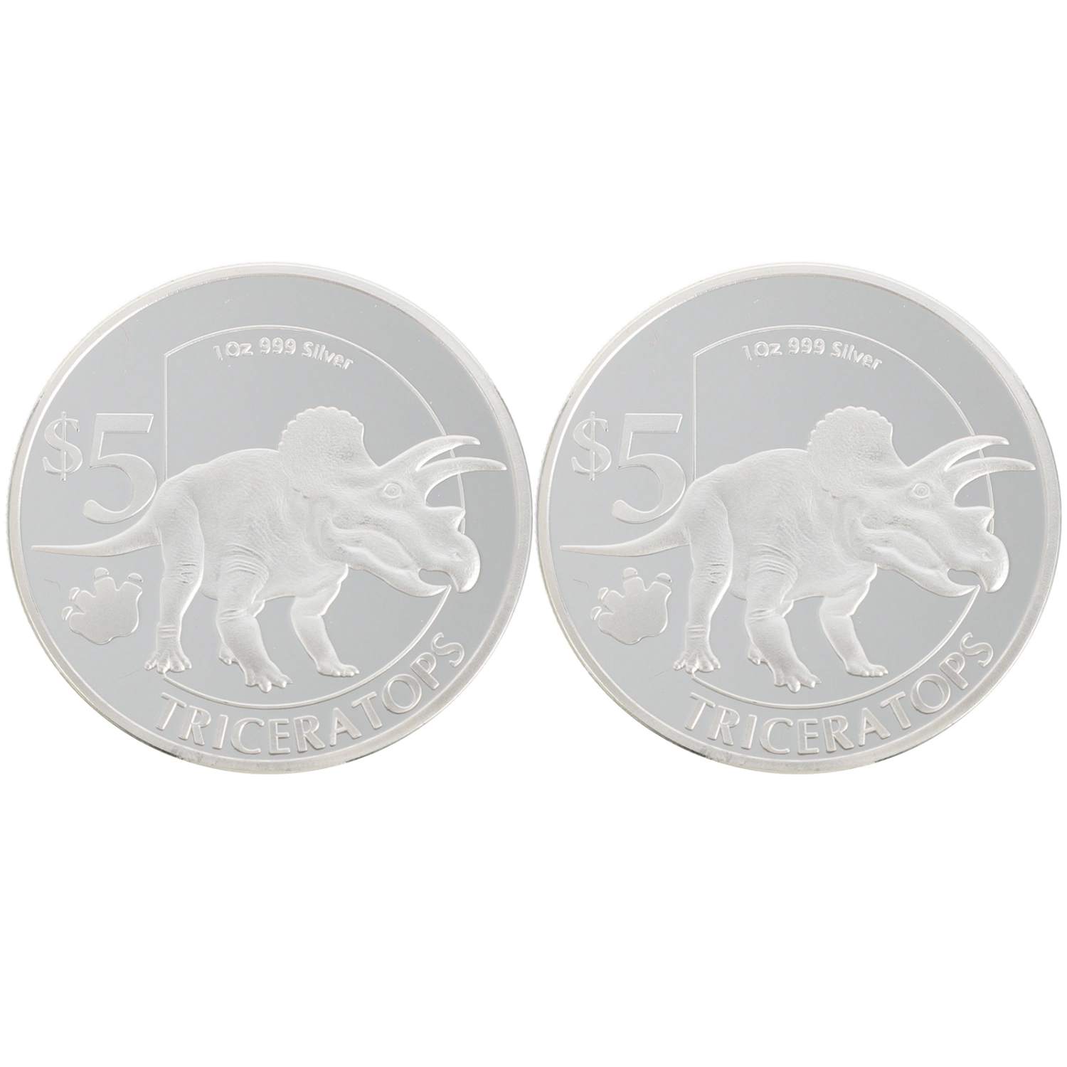 2pcs Embossed Dinosaur Commemorative Coins Animal Design Coins Collection Coin