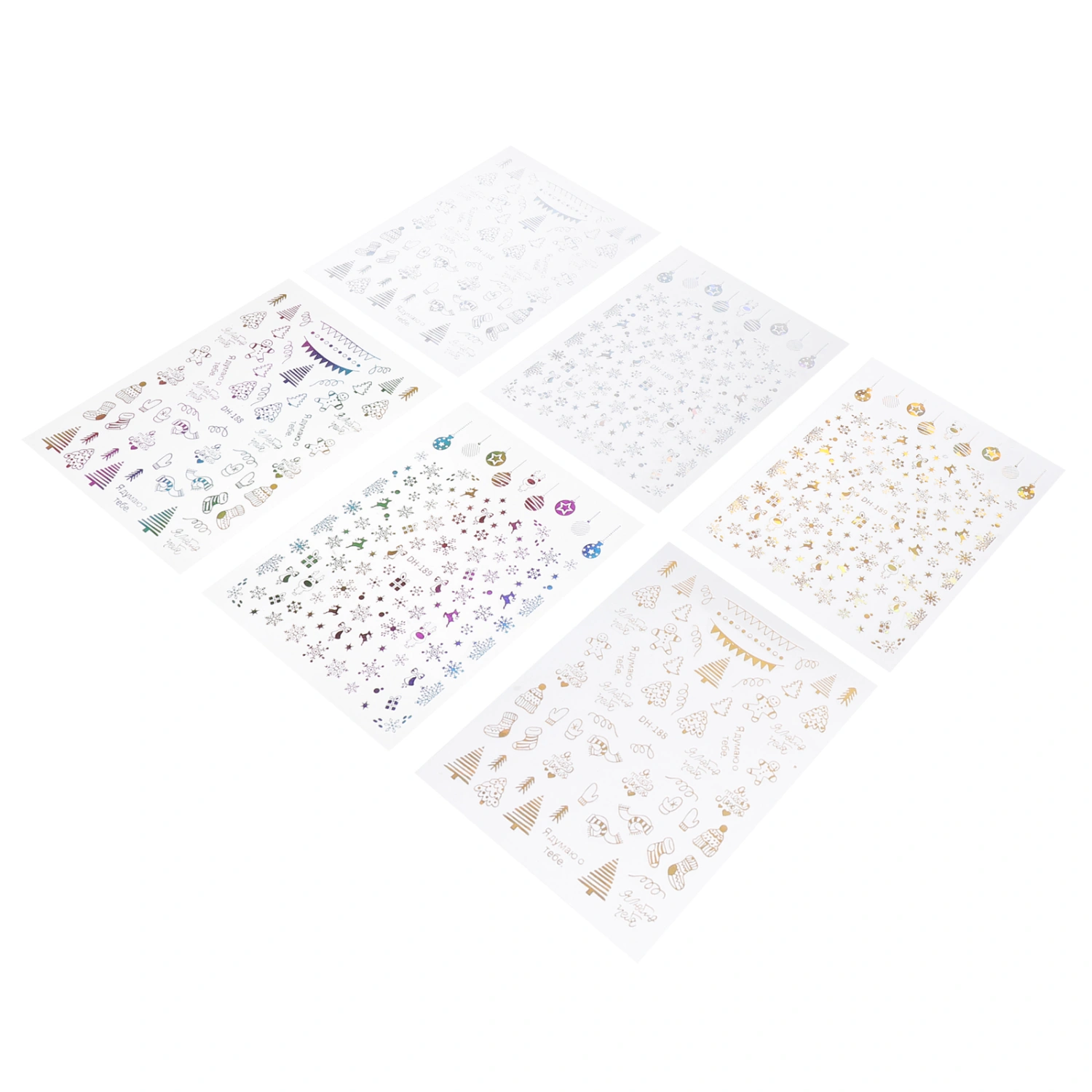6 Sheets Christmas Nail Art Sticker Decals Manicure Decoration Crafting Supply