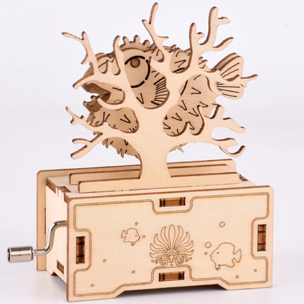 1 Set DIY Music Box Puzzle Wooden Hand Shake Music Box Assembly Model Toy