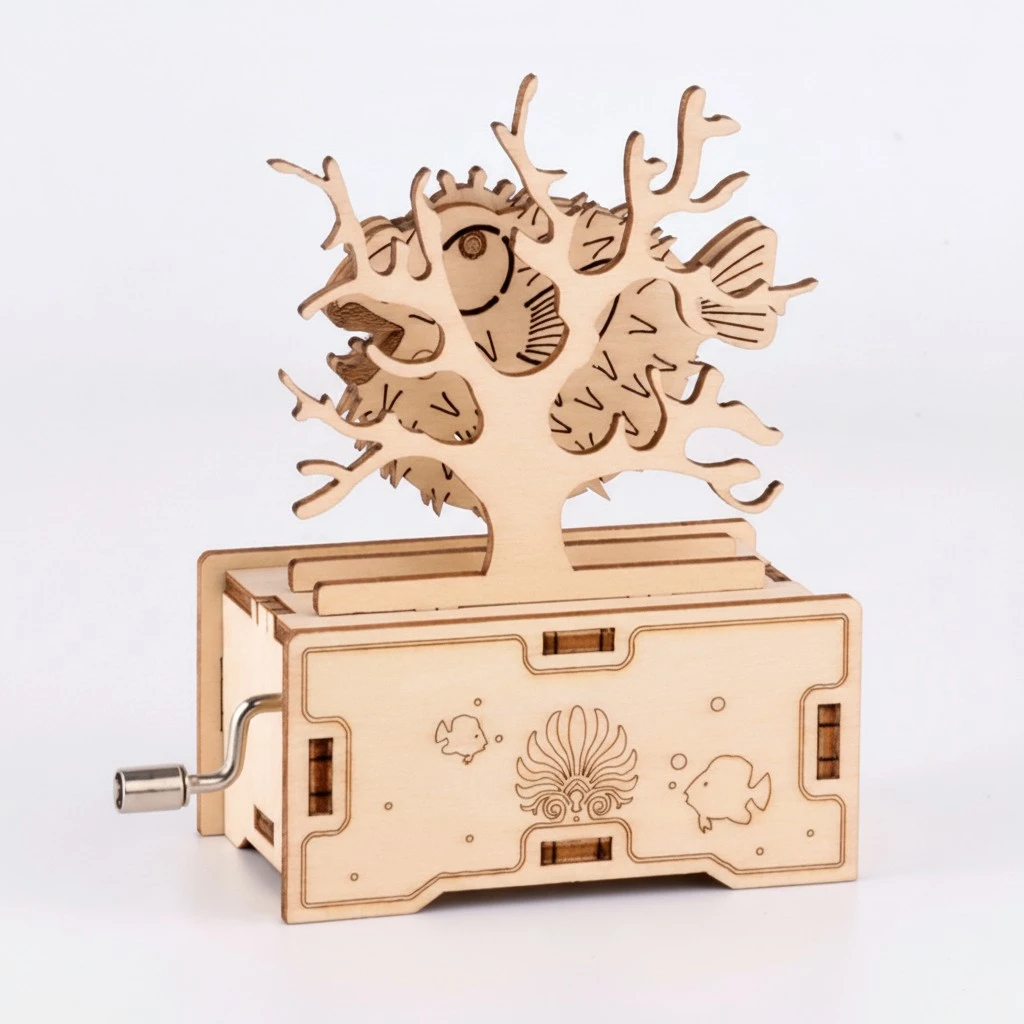 1 Set DIY Music Box Puzzle Wooden Hand Shake Music Box Assembly Model Toy