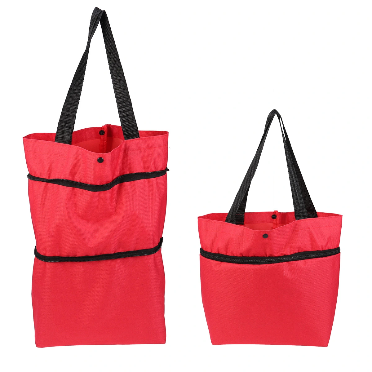 Fashion Folded Shopping Cart Portable Car Luggage Cart Folded Tug Bag Collapsible Shopping Cart Vegetables Organizer Trolley Car(Red)