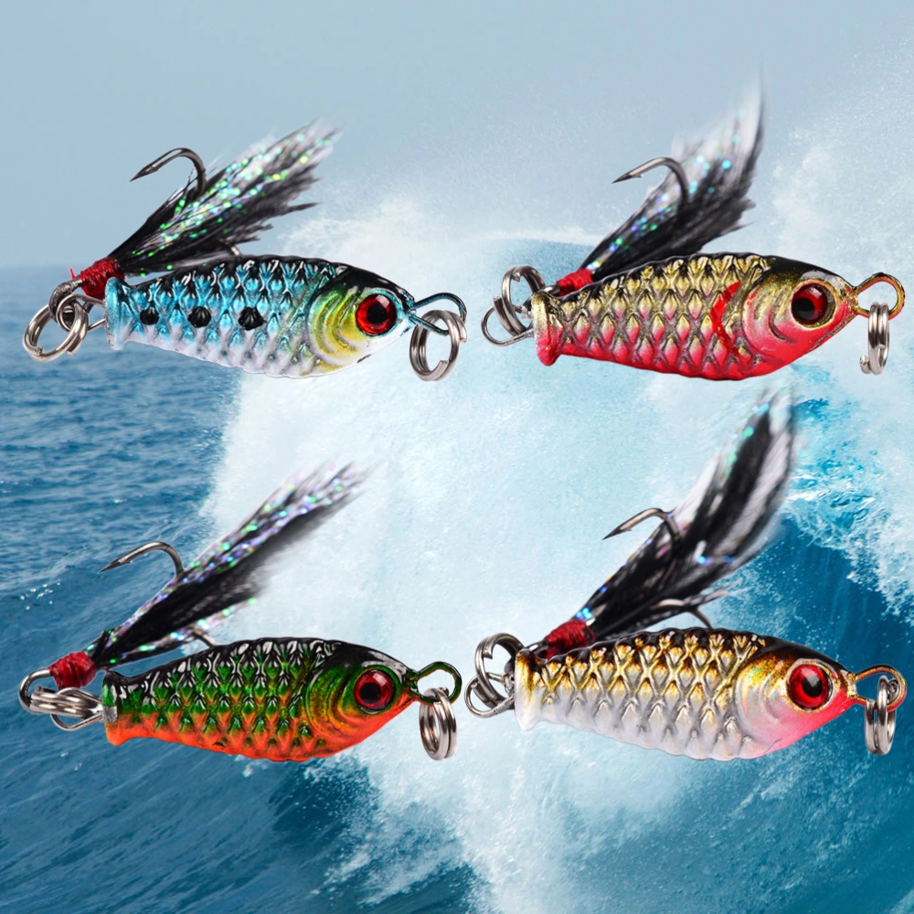 4pcs Fishing Lure with Feather Portable Fishing Baits Useful Fishing Accessaries Fishing Tools for Outdoor Outside