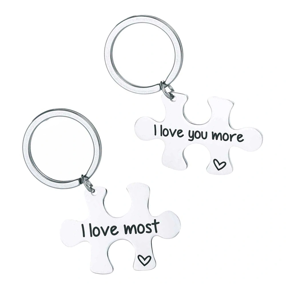 2pcs/set I Love You More I Love Most Letters Keychains Creative Puzzle Couple Key Rings Gift for Lovers