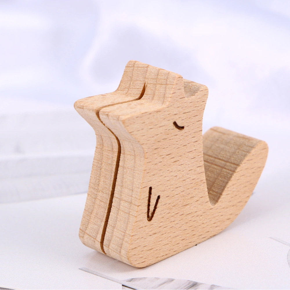 4pcs Chic Wooden Message Folder Funny Photo Clip Place Memo Holder Note Clip for Home Party Office (Fox)