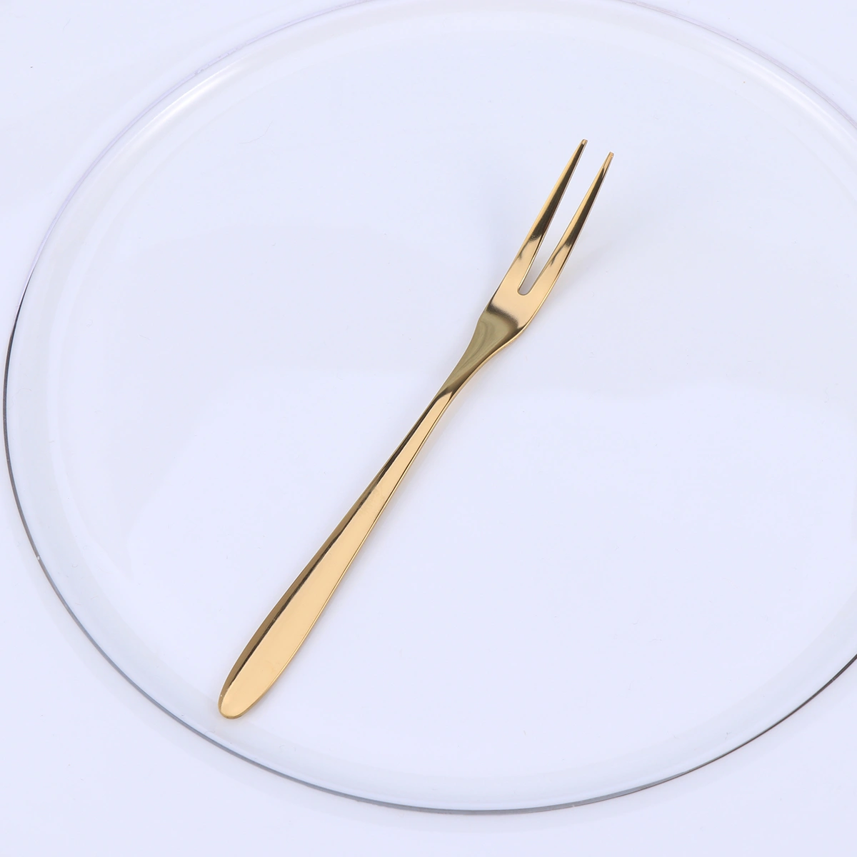 Stainless Steel Fruit Forks Two-tine Dessert Forks Long Handle Pitchforks for Cake Fruit Beefsteak (Titanium)
