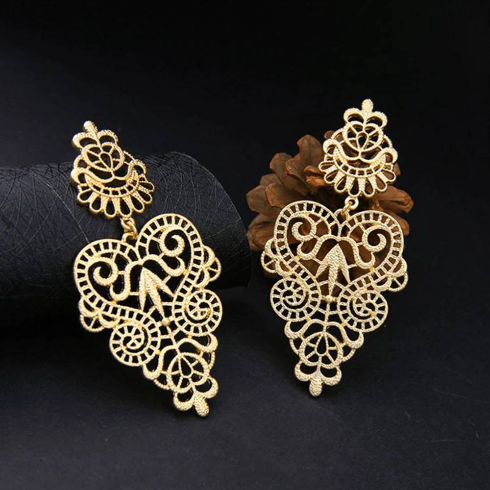 Earrings All-match Bohemian Pierced Cool Exaggerate Stylish Elegant Vintage Irregular Earrings for Women (Gold)