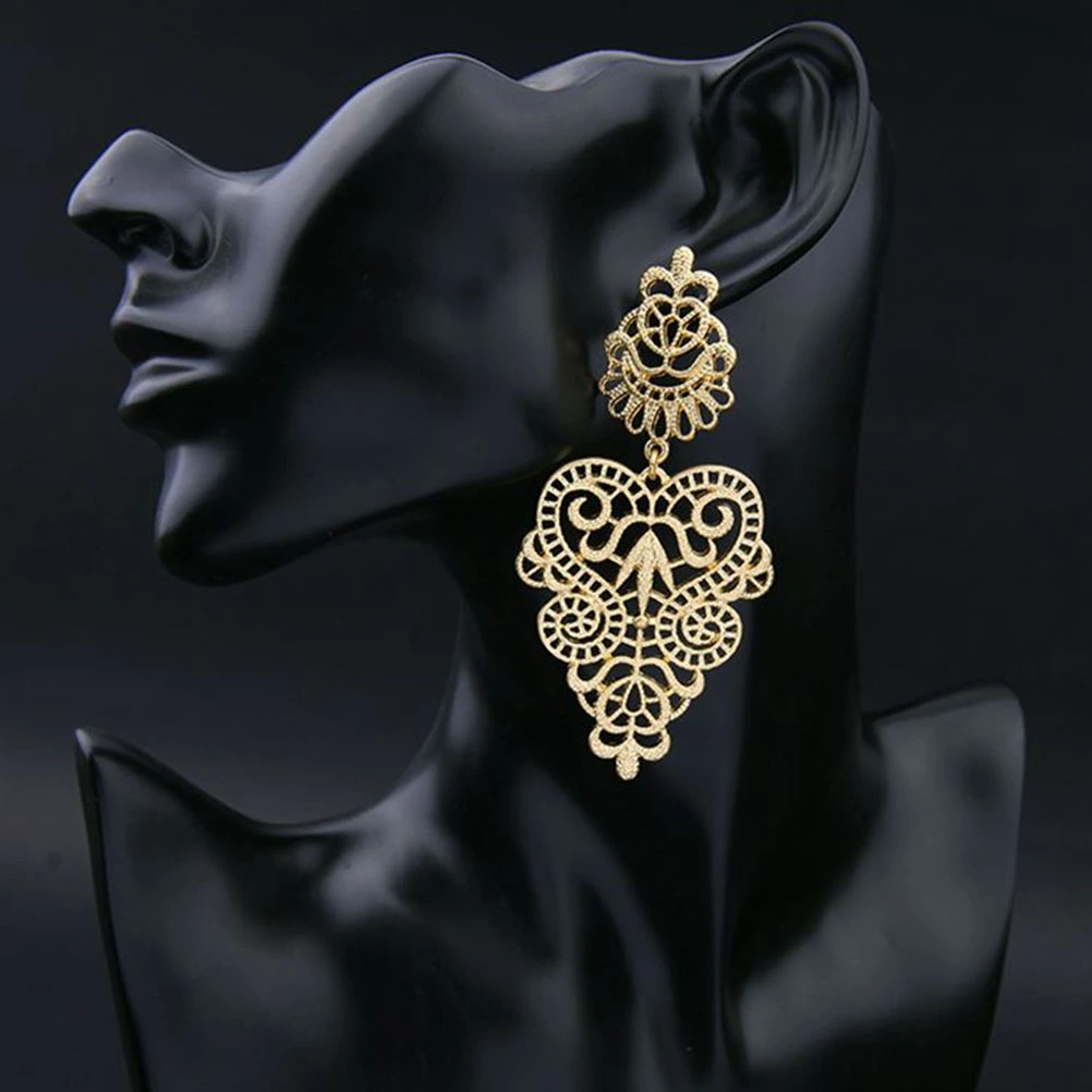 Earrings All-match Bohemian Pierced Cool Exaggerate Stylish Elegant Vintage Irregular Earrings for Women (Gold)