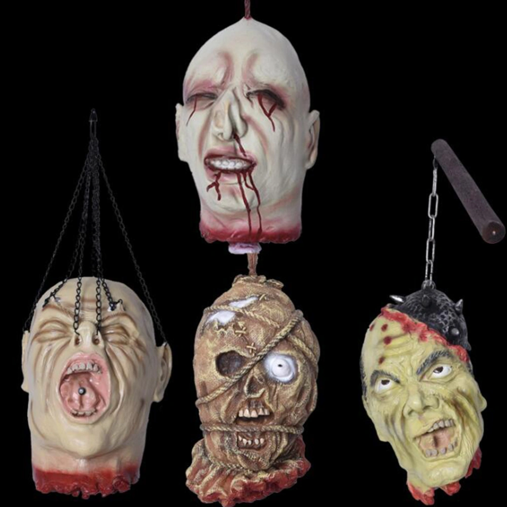 Simulative One-Eyed Skull Horrible Head Hanging Halloween Props Bloody Hanging Head for Haunted House Bar Party