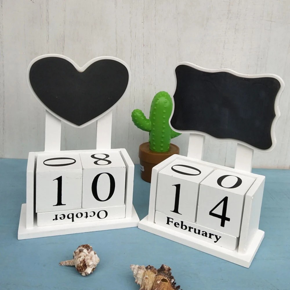 1PC Wooden Calendar Decoration DIY Date Blackboard Small Blackboard Calendar Creative Gift for Home Office Rectangular