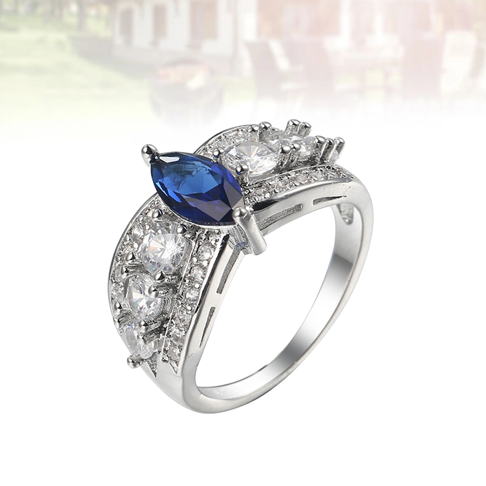 Water-drop Shape Zircon Women Ring Elegant Wedding Engagement Ring Fashion Accessory for Women Ladies (No.7)