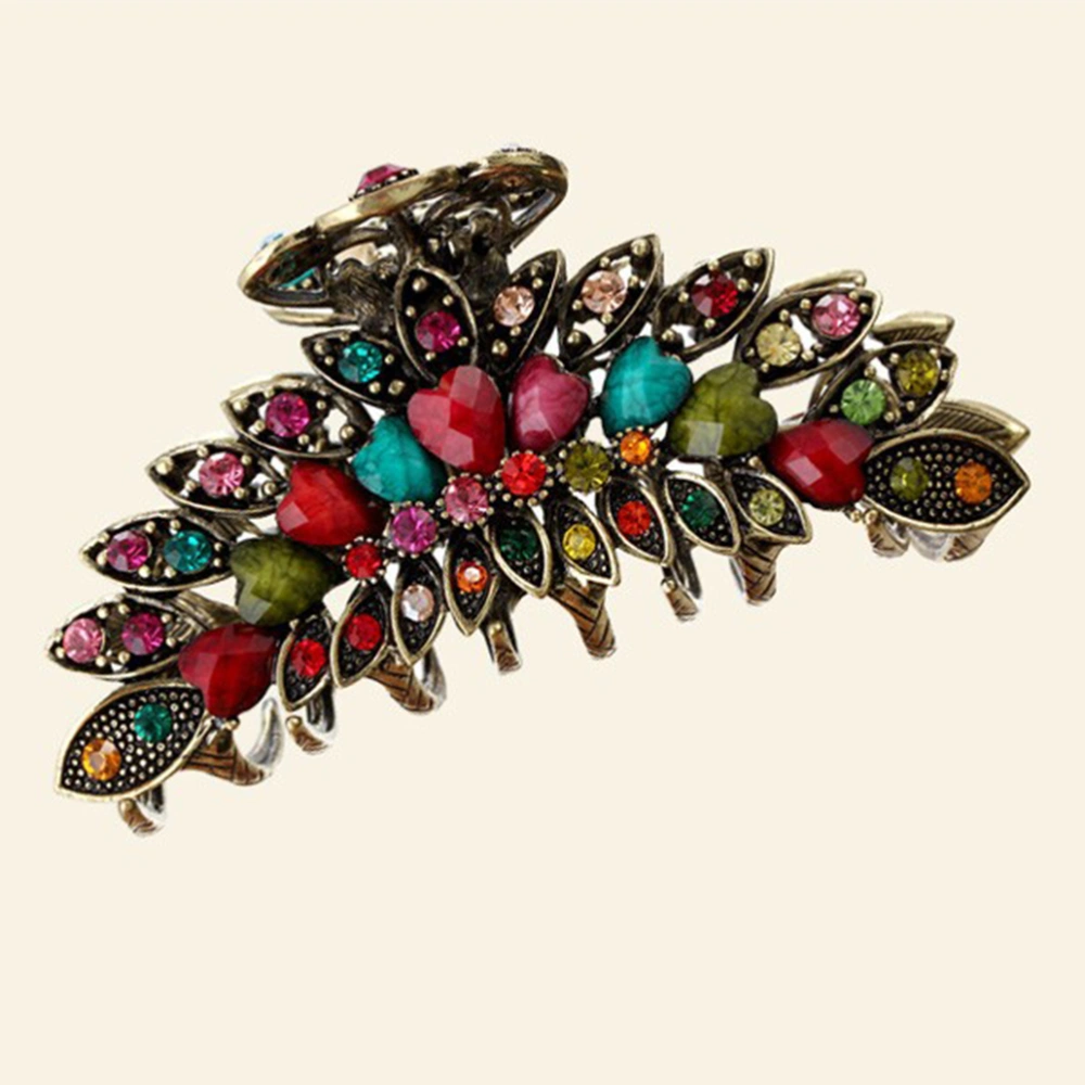 1Pc Hair Claw Clamp Retro Hair Clips Vintage Rhinestone Decorative Clamp Clips for Women (7 colour)