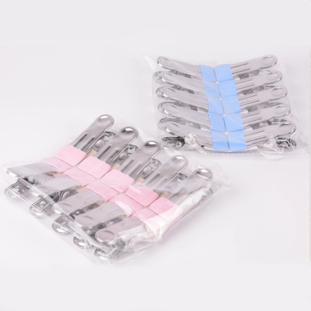 10pcs Multifunctional Clothes Windproof Antiskid Metal Clothes Clips Non-slip Clothes Drying Hanger Clips (Pink) 