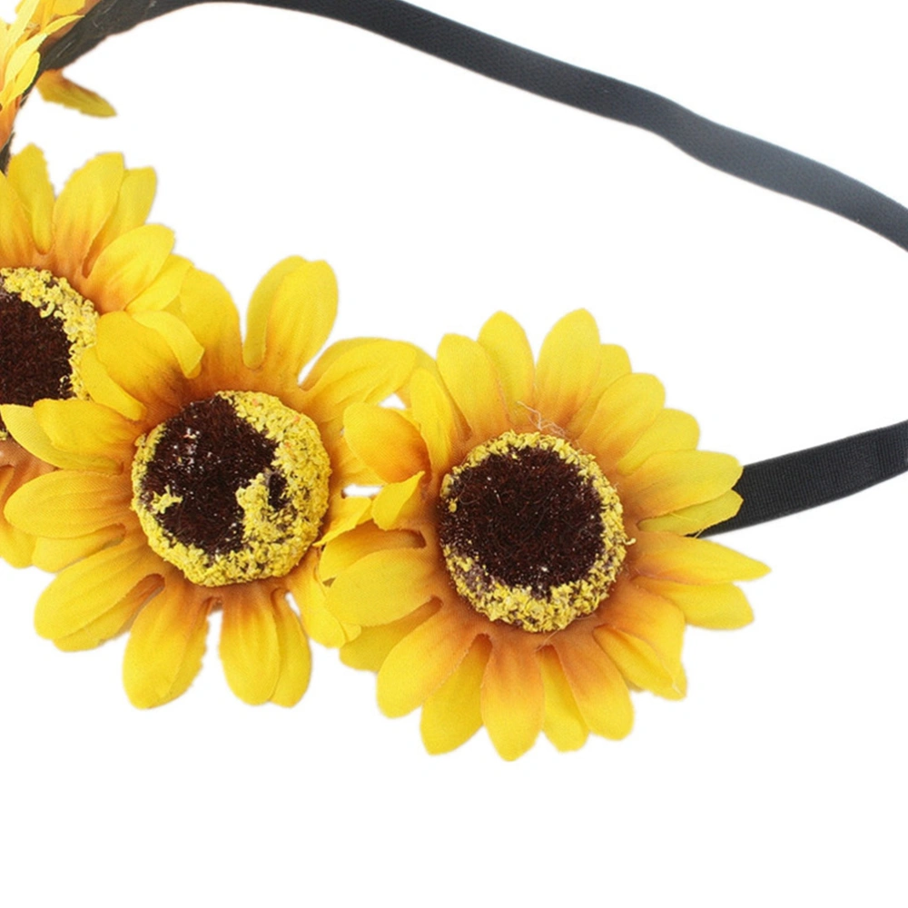 2pcs Party Beach Hairband Sunflower Headdress Vacation Wreath Fashion Holiday Flower Hair Decor Hair Ornament for Girls Women