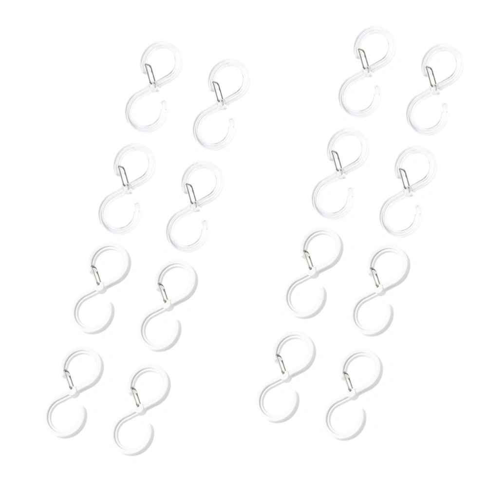 16pcs Bathroom Curtain Locking Hook S-shaped Curtain Hanger Shower Curtain Hook