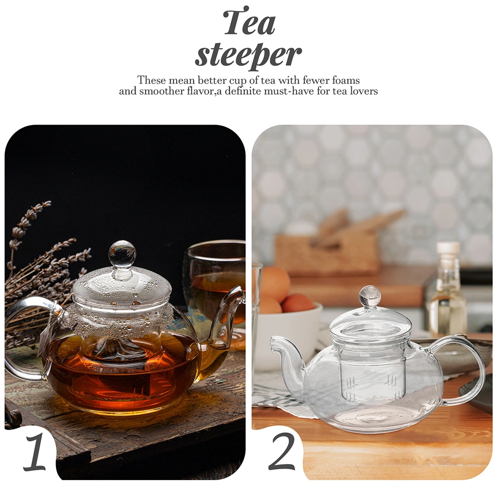 1 Set of Removable Tea Strainer with Lid Glass Tea Filter Lidded Tea Steeper