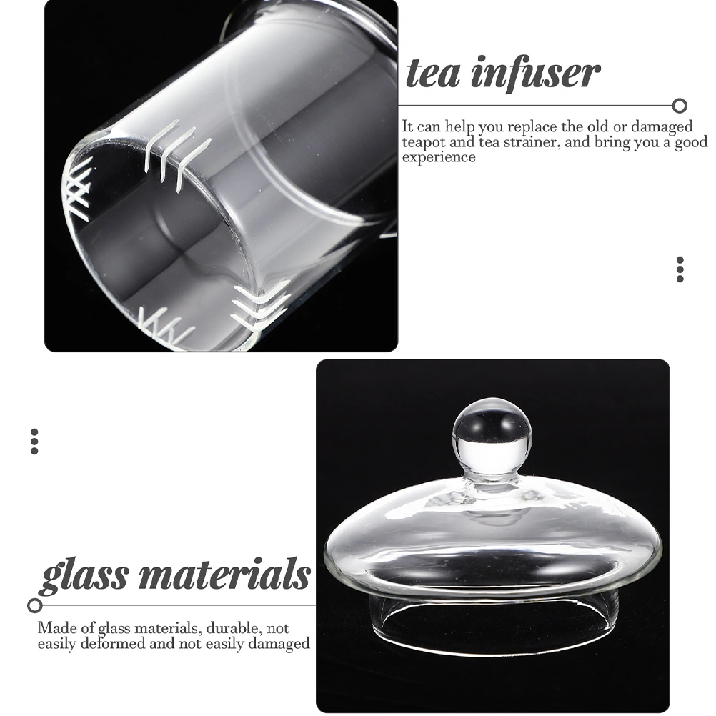 1 Set of Removable Tea Strainer with Lid Glass Tea Filter Lidded Tea Steeper