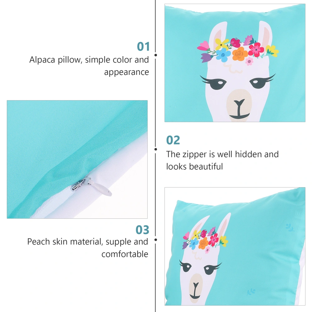 4Pcs Sofa Pillowcase Replacement Adorable Alpaca Design Pillowcase Decorative Throw Pillow Cover