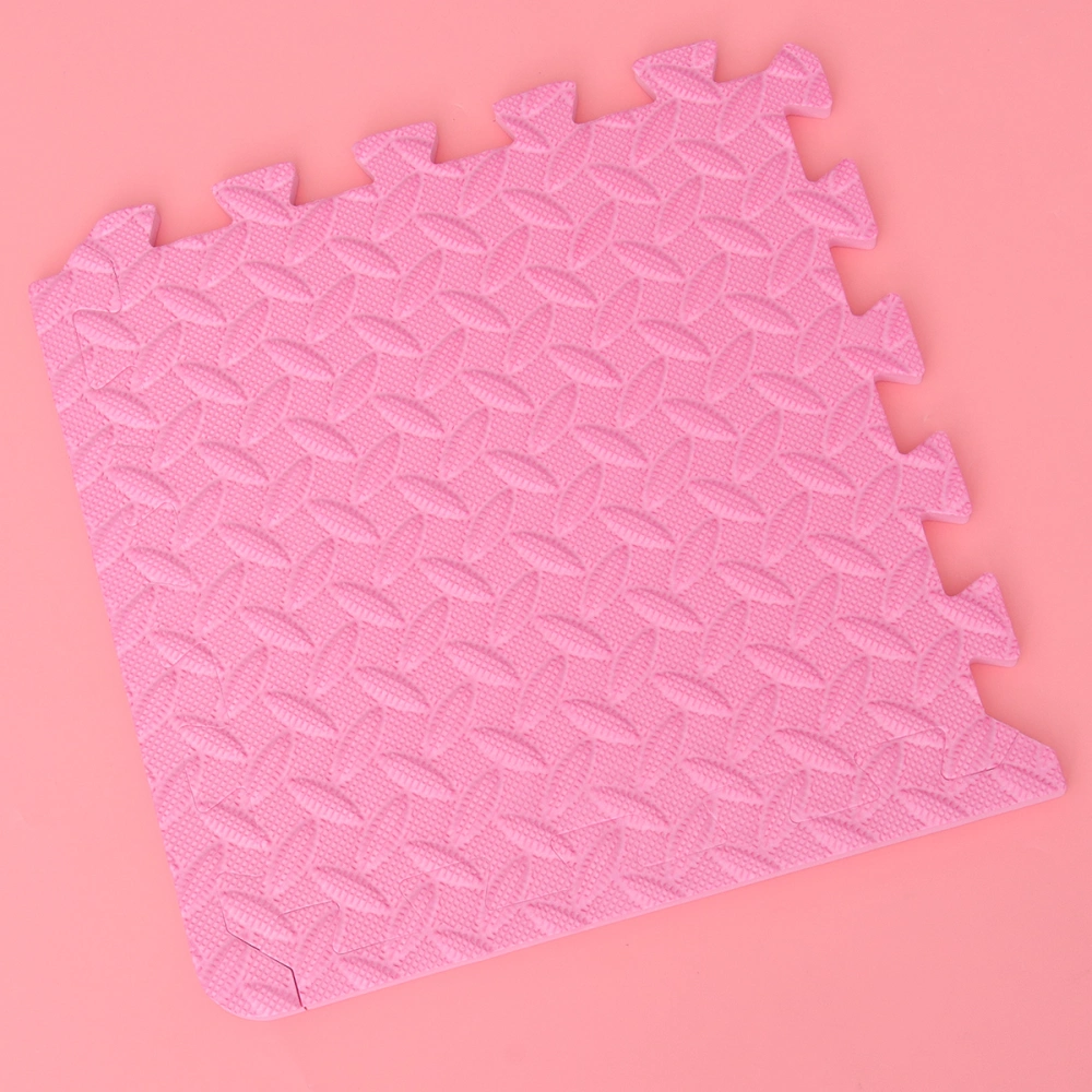 6Pcs Thicken EVA Leaf Grain Tiles Interlocking Tiles Patchwork Floor Mat Protective Cushion Splicing Rug (Pink)