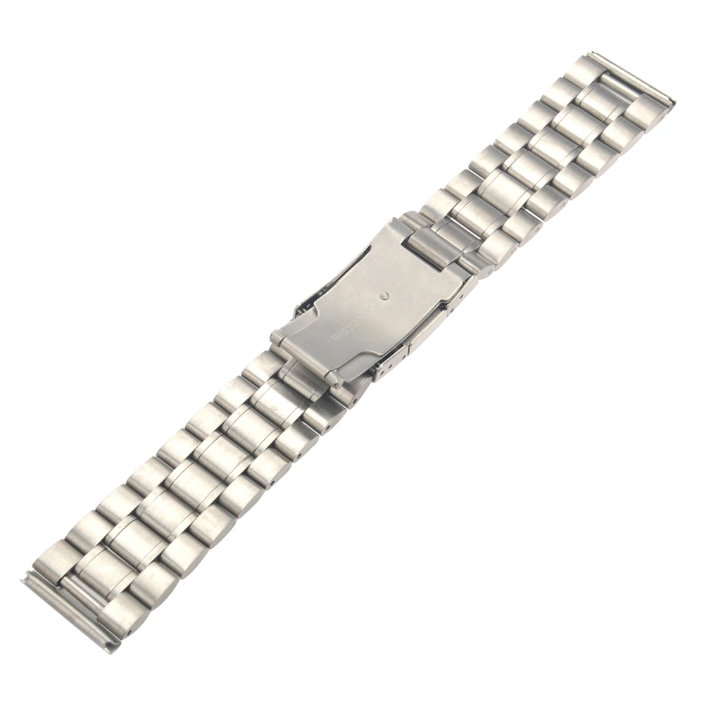 24mm Stainless Steel Solid Links Bracelet Watch Band Strap Straight End with 2pcs Watch Spring Bars (Silver)