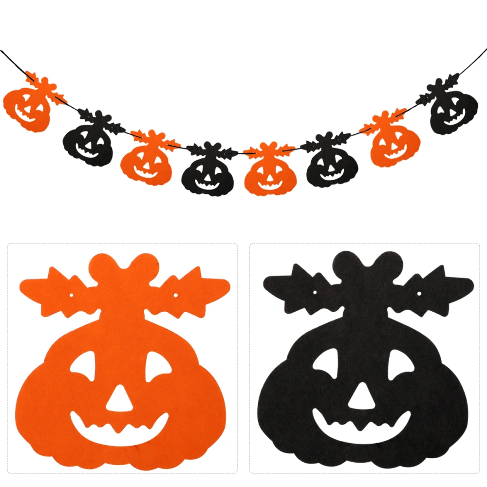 3Pcs Halloween Pumpkin Leaf Flags Pumpkin Hanging Adornment Halloween Party Hanging Ornament for Home Decor (Black + Orange)