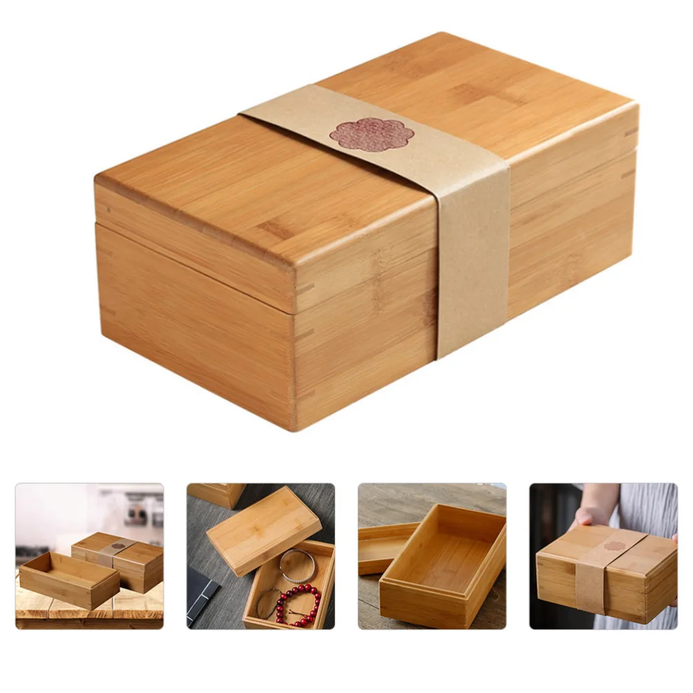 1pc High Grade Tea Box Bamboo Tea Holder Wooden Tea-leaf Container (Khaki)