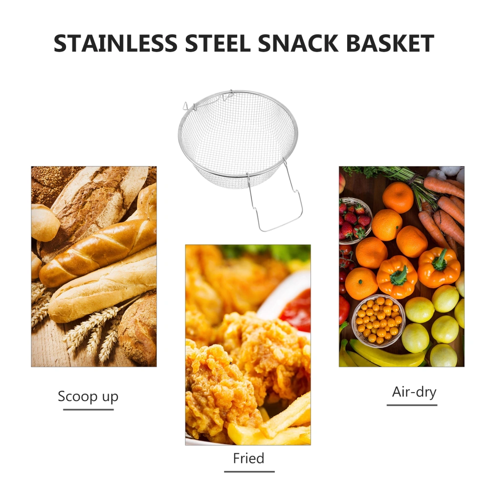 1Pc Frying Basket Food Fried Basket Kitchen Stainless Steel Fry Basket (Silver)