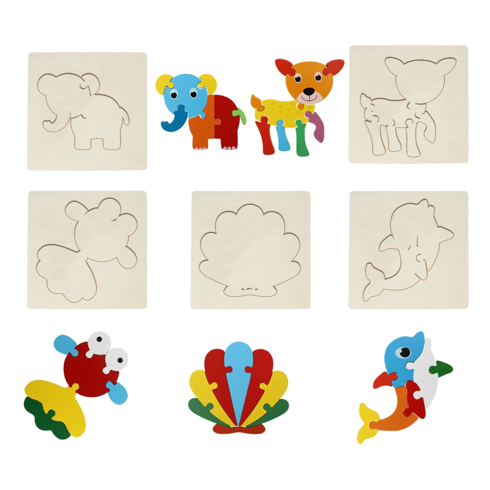 5 Sets Funny 3D Cartoon Jigsaw Toy Child Wooden Puzzle Toy Early Learning Puzzle