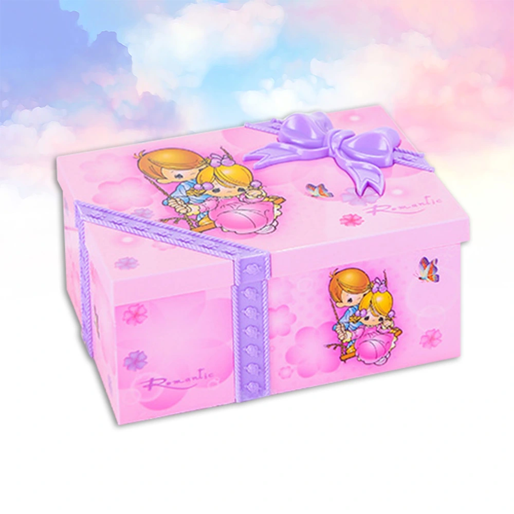 1PC Music Dancing Girl Jewelry Box Exquisite Eight-tone Jewelry Box Portable Jewelry Storage Case Delicate Plastic Jewelry Box Creative Valentine's Day Gift for Girlfriends Girl (Purple Bowknot Series)