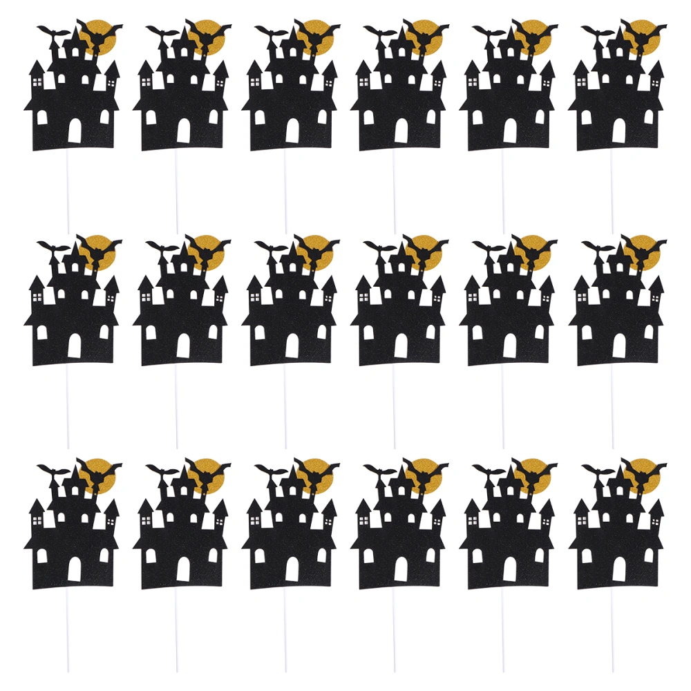 24Pcs 1Bag Paper Cupcake Decors Hollow Cake Flags Unique Photo Props (Black)