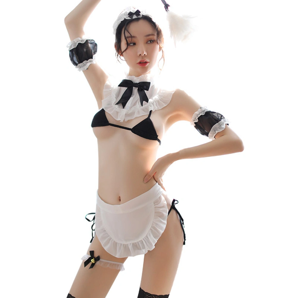 1 Set of Sexy Housemaid Clothing Cosplay Outfits Three-point Uniform Costume for Women Lady