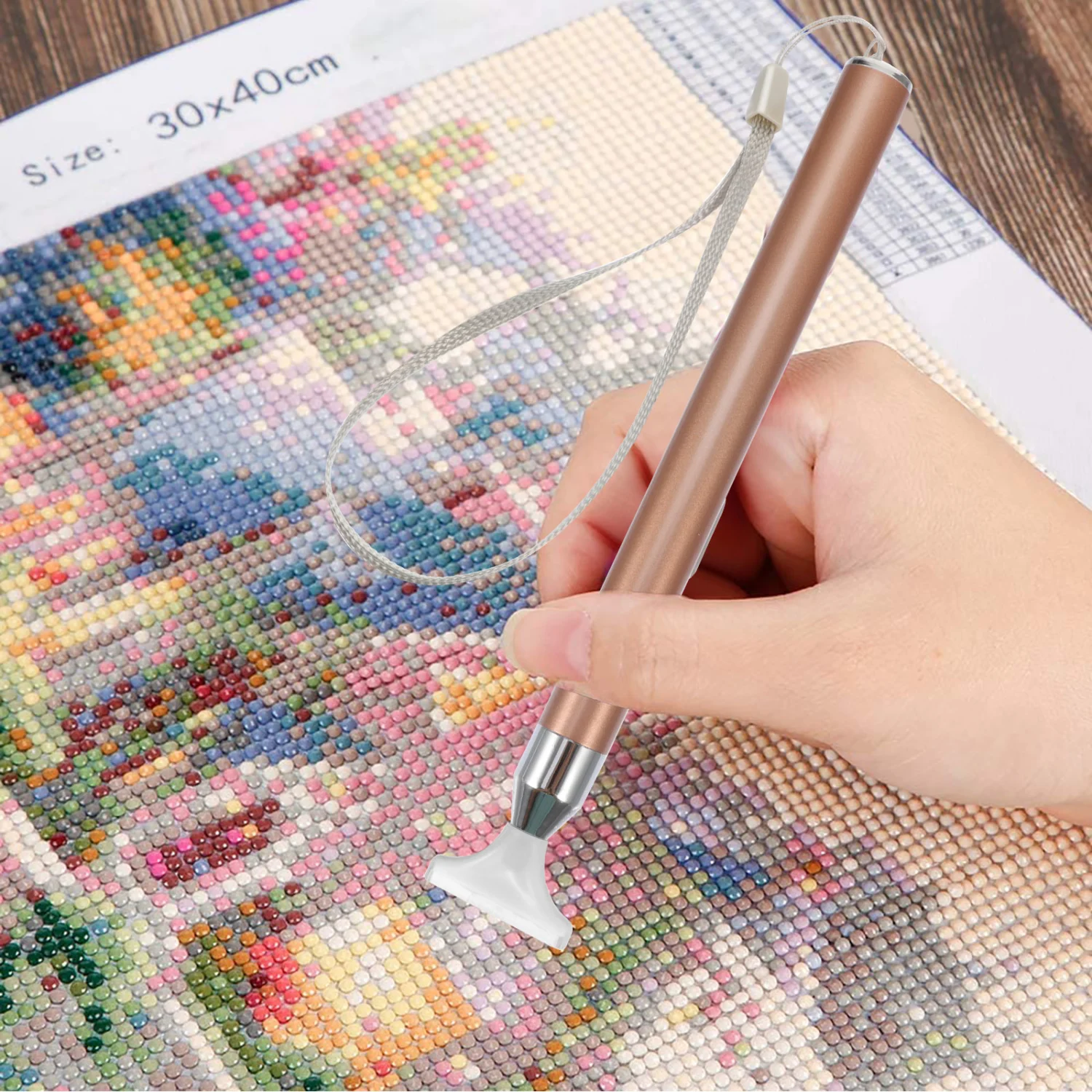 DIY Diamond Beads Painting Tool Shining USB Drill Pen Light Clear Point Drill Pen