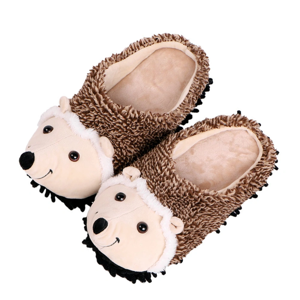 1 Pair Cartoon Hedgehog Slippers Winter Indoor Slippers Warm Plush Slippers