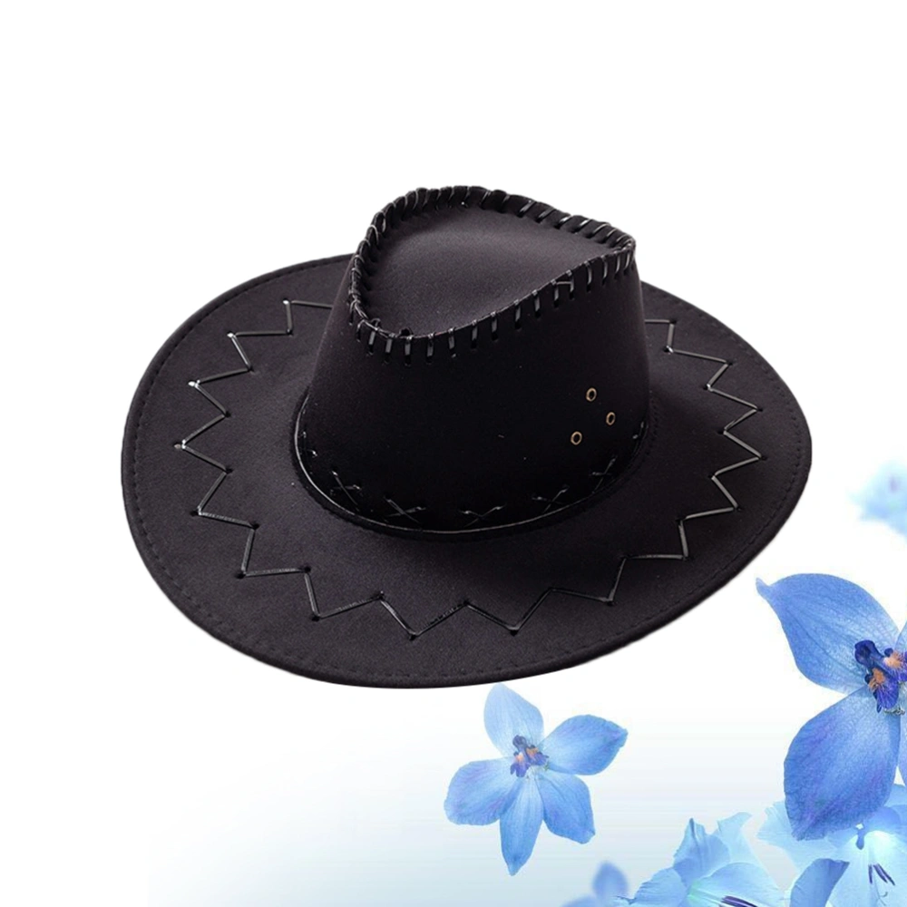 Summer Sunhat Cowboy Straw Hat Knight Hat Unisex Sun Hat Kids Sun Protection Hat Black Size1